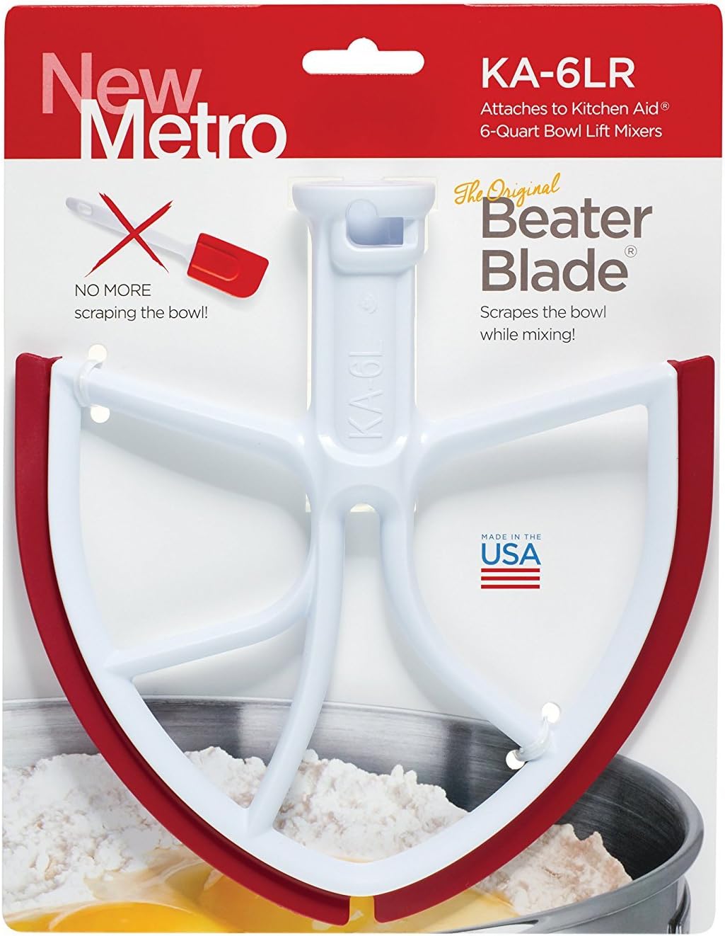 New Metro KA-6LR Original Beater Blade Works w/ Most KitchenAid 6 or 7 Qt Bowl-Lift Stand Mixers, Red