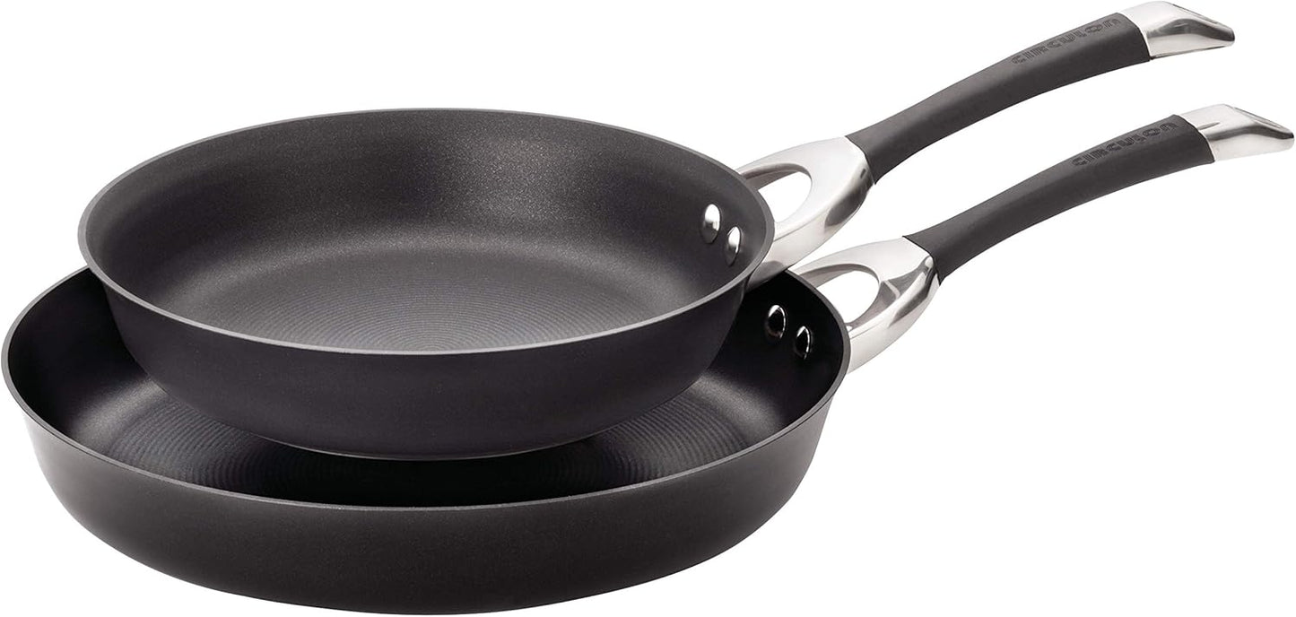 Circulon Symmetry Hard Anodized Nonstick Frying Pan Set / Skillet Set - 10 Inch and 12 Inch, Black