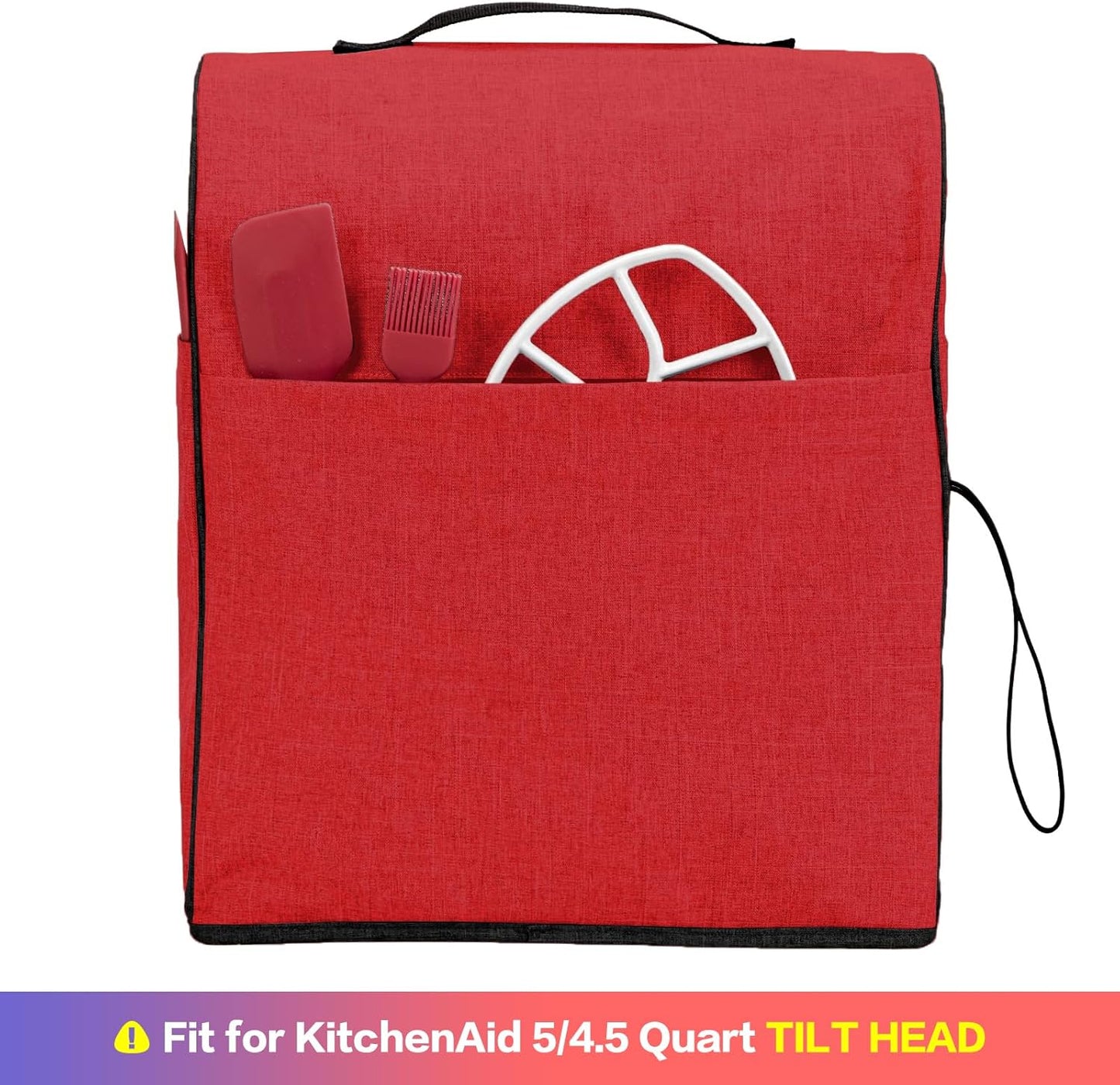 HOMEST Stand Mixer Dust Cover Compatible with KitchenAid 5/4.5 Quart Bowl Lift, Zipper Pocket for Various Kitchen Appliance Accessories, Red (Patent Design)
