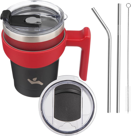 10 oz Tumbler with Handle and 2 Straw 2 Lid, Insulated Water Bottle Stainless Steel Vacuum Cup Reusable Travel Mug,Mystic Moon