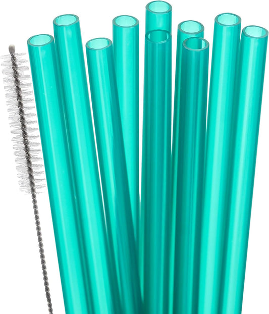 Dakoufish Replacement Straw for Stanley|Owala|Simple Modern 40oz 30oz Tumbler,10 Pack 12 Inch Teal Reusable Straws With Cleaning Brush for Stanley Cup Accessorie,BPA Free,Dishwasher Safe