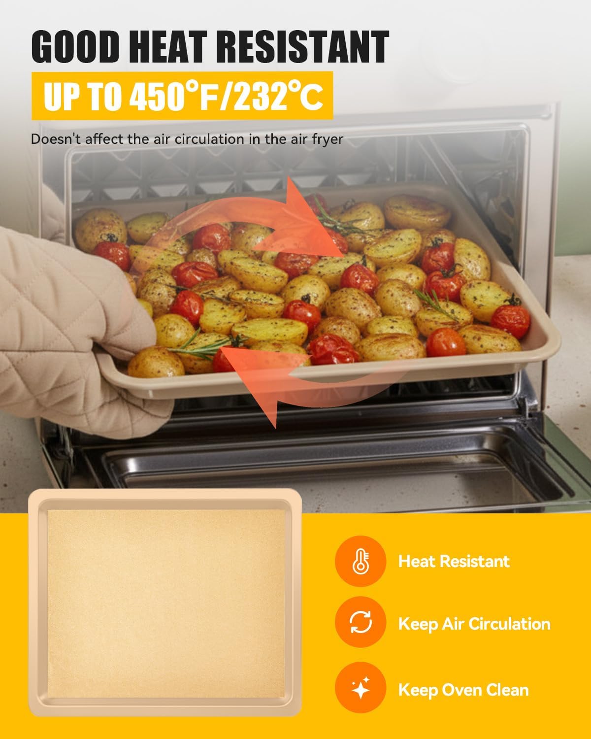 130PCs Paper Liners and 4PCs Reusable Teflon Baking Mats Compatible with Our Place Wonder Oven 12.7 Quarts Air Fryer Toaster Oven Accessories, Food Grade Parchment Paper Sheets Non-stick Mat PFOA Free