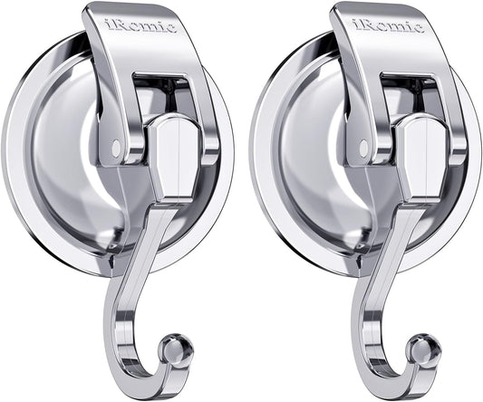 Heavy Duty Vacuum Suction Cup Hooks (2Pack) Specialized for Kitchen&Bathroom&Restroom Organization, by iRomic