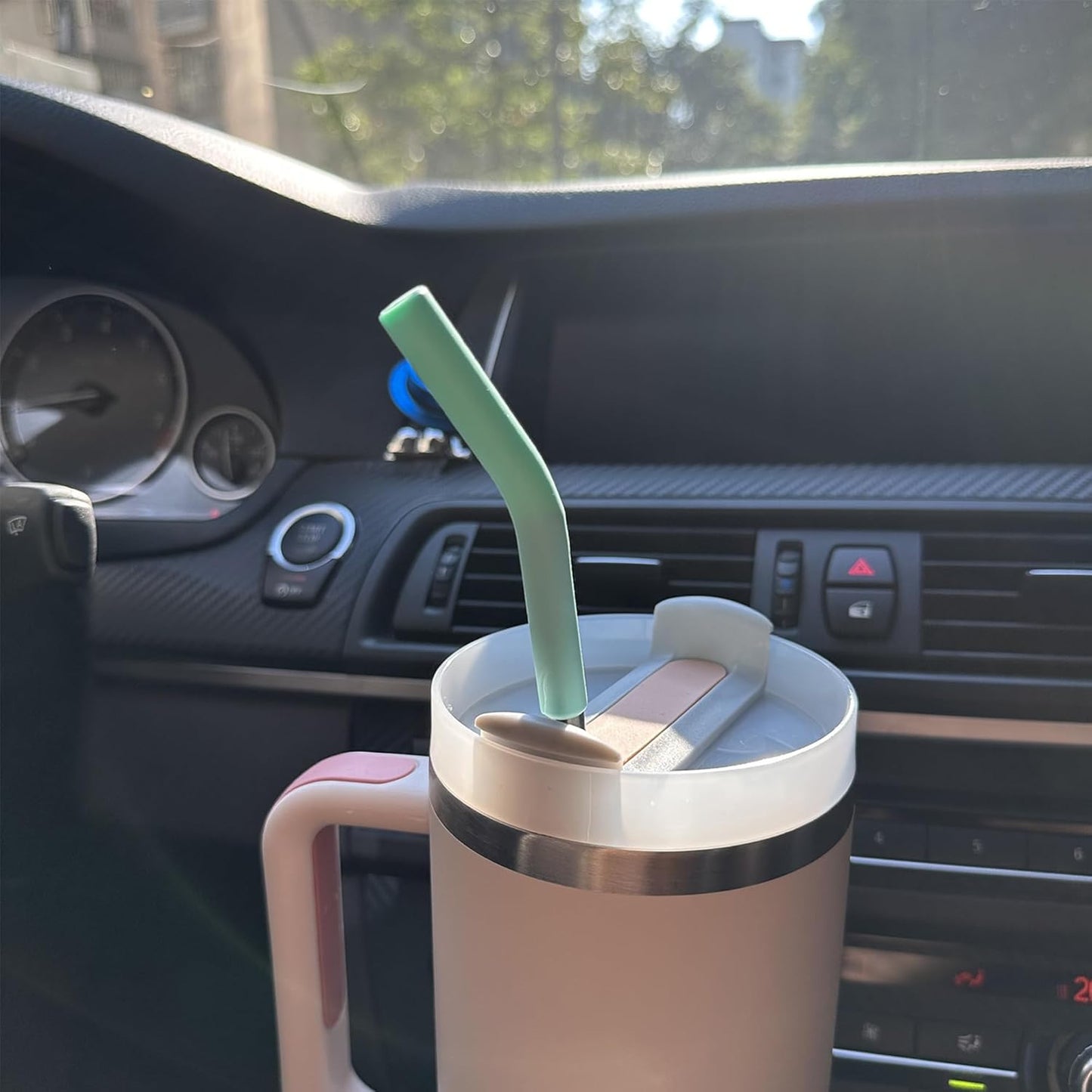 6 PCS 12Inch Metal Stainless Steel Reusable Straight Straw,with 6 Silicone Flex Tips and 2 Cleaning Brush,for 40oz Stanley, Hydrapeak, Owala Tumbler,Simple Modern 32 40oz Tumbler(8mm Black)