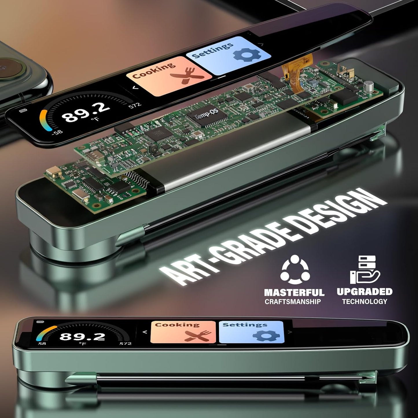 0.5s Instant Read Smart Meat Thermometer Digital, 3.8″ HD Touchscreen with Temp-OS, Professional Kitchen Food Thermometer for Cooking, Grill, BBQ | ±0.5°F, −58–572°F, IP68, USB-C Rechargeable