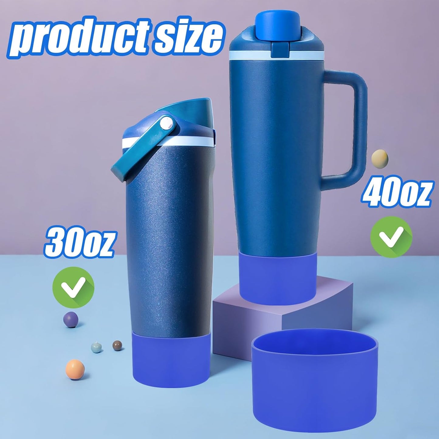 Mity rain 2PCS Protective Silicone Boots for Owala 30oz & 40oz FreeSip Sway Bottles & Tumblers - Accessories for owala, Enhances Stability & Prevents Scratches (Bright Blue)