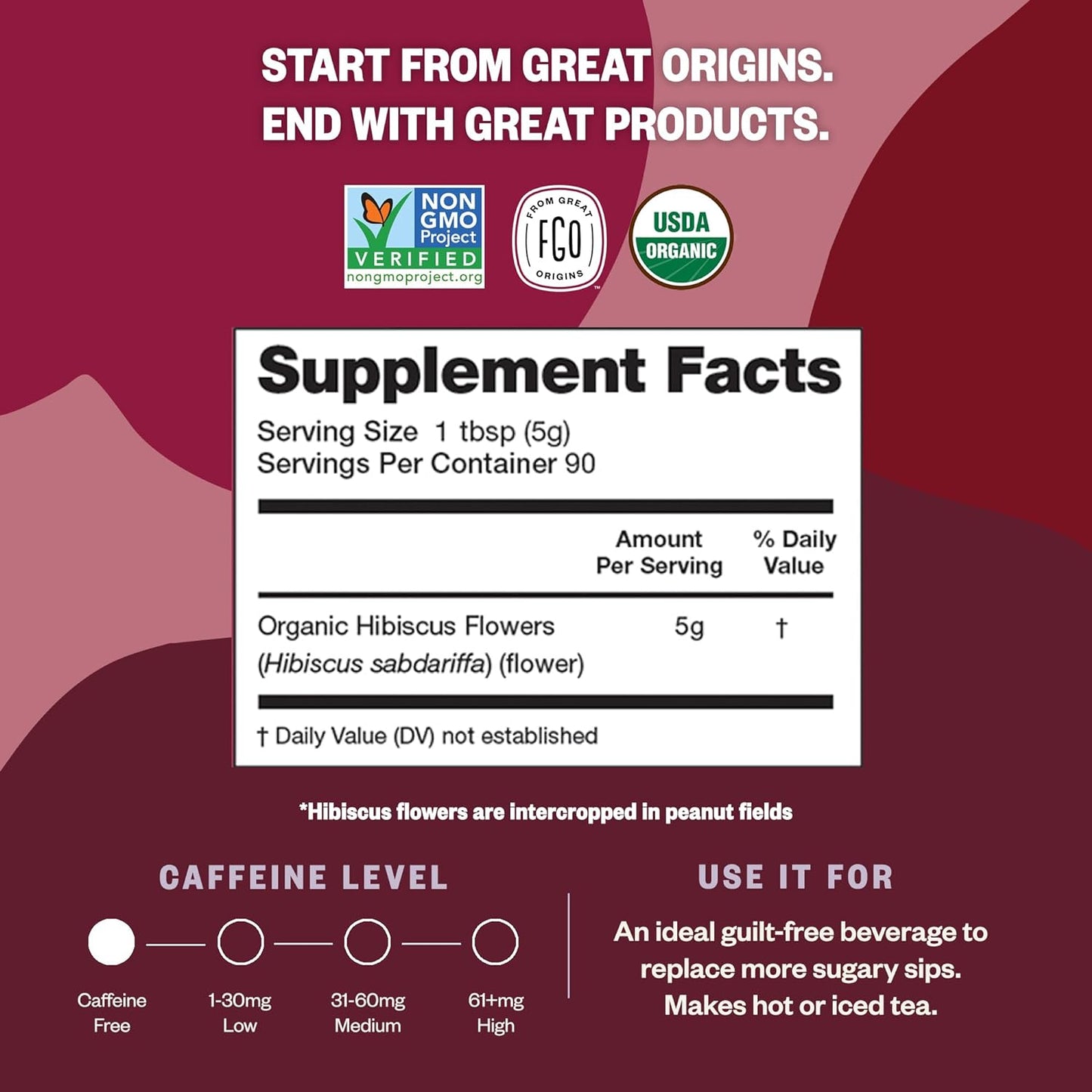 FGO Organic Hibiscus Flowers, Cut and Sifted Loose Tea, 16 Ounce Bulk Resealable Bag (Pack of 2)