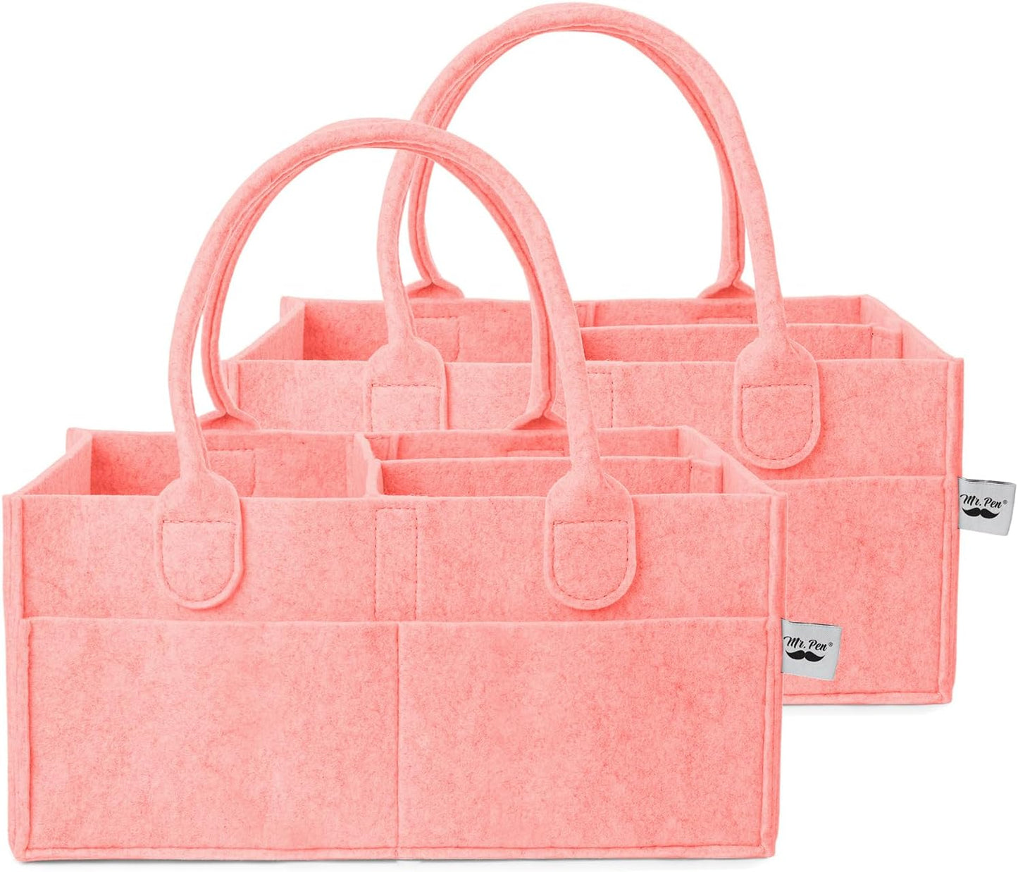 Mr. Pen- Baby Diaper Caddy Organizer, 2 Pack, Pink, Baby Caddy Organizer with Handle, Compact Size, Collapsible & Portable