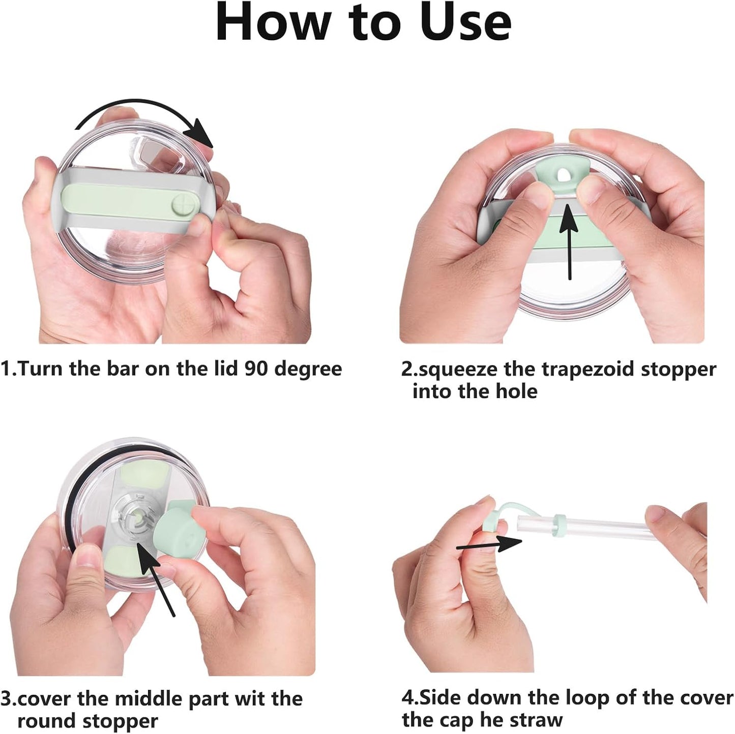 Silicone Spill Stopper Set Compatible with Stanley Cup 2.0 30oz & 40oz with Straw Cover (Set of 2, Mist)