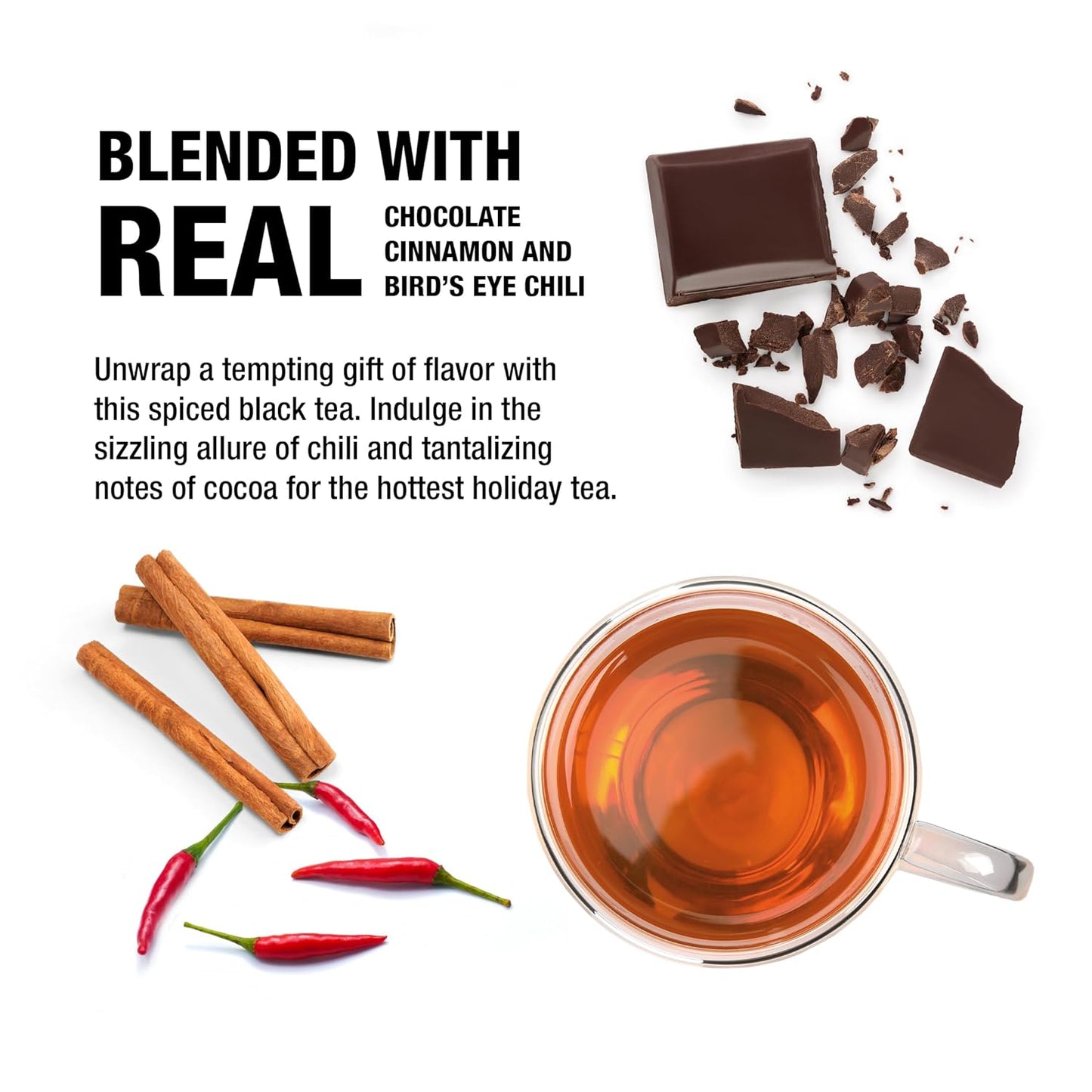 Tiesta Tea - Sexy Hot Christmas, Loose Leaf, Cocoa Chili Black Tea, Premium Blend, High Caffeinated Spicy Black, Make Hot or Iced Tea & Brews Up to 200 Cups, 16oz Resealable Bulk Pouch