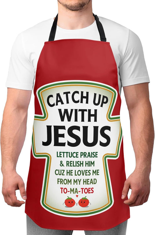 Funny Men Cooking Grilling Aprons Belly BBQ Funny Gag Gifts for Christmas, White Elephant Gift Exchange (Tomato, One Size)