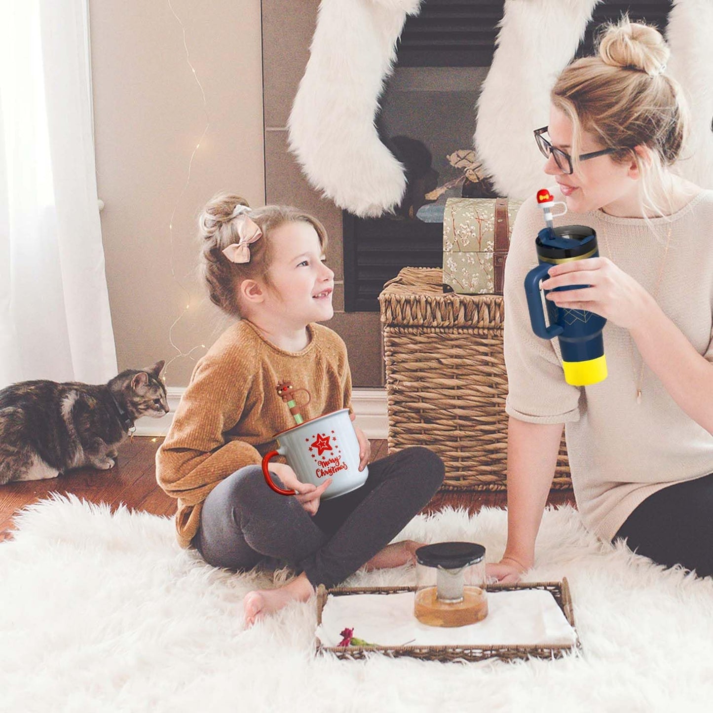 QIANHAI Silicone Boots for Sport Water Bottle Accessories - Fits Stanley Adventure Quencher Tumbler 40oz & IceFlow 20 30oz Hydro Flask YETI Rambler Simple Modern (MixS-1WhiteRed)