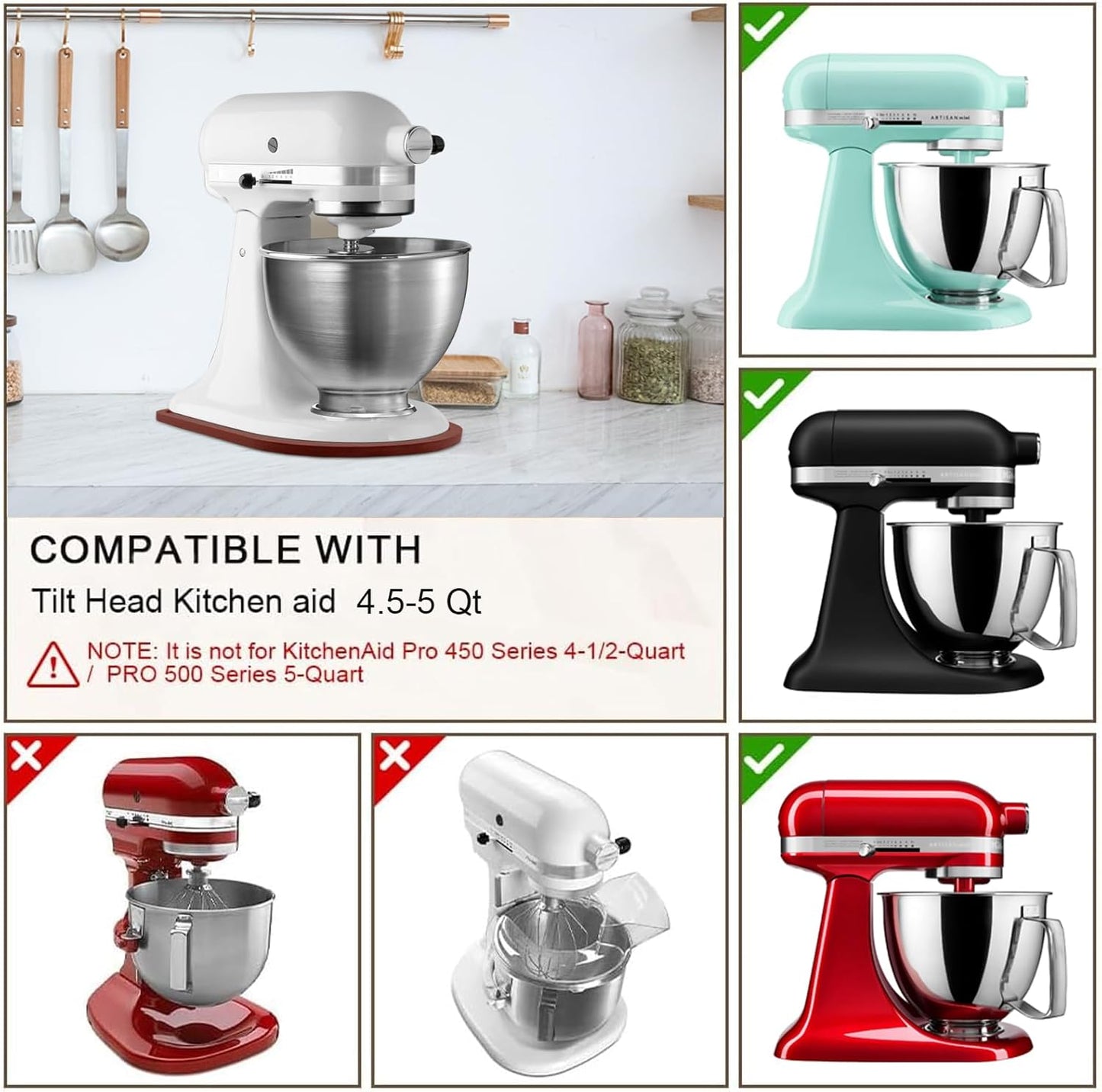 Mixer Slider Compatible with Kitchen aid Bowl Lift 4 .5-5 Qt Stand Mixer Pine Wood - Kitchen Countertop Storage Mover Sliding Caddy for Kitchen Aid 4 .5-5 Qt Mixer (4 .5-5 Qt -Bright Brown)