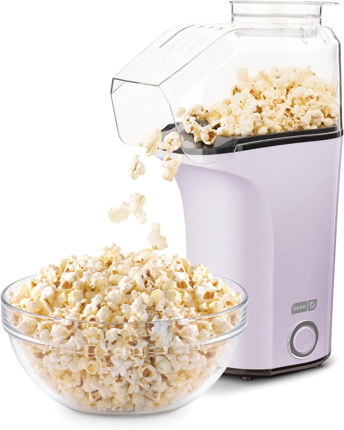 DASH Hot Air Popcorn Popper Maker with Measuring Cup to Portion Popping Corn Kernels + Melt Butter, 16 Cups - Lavender