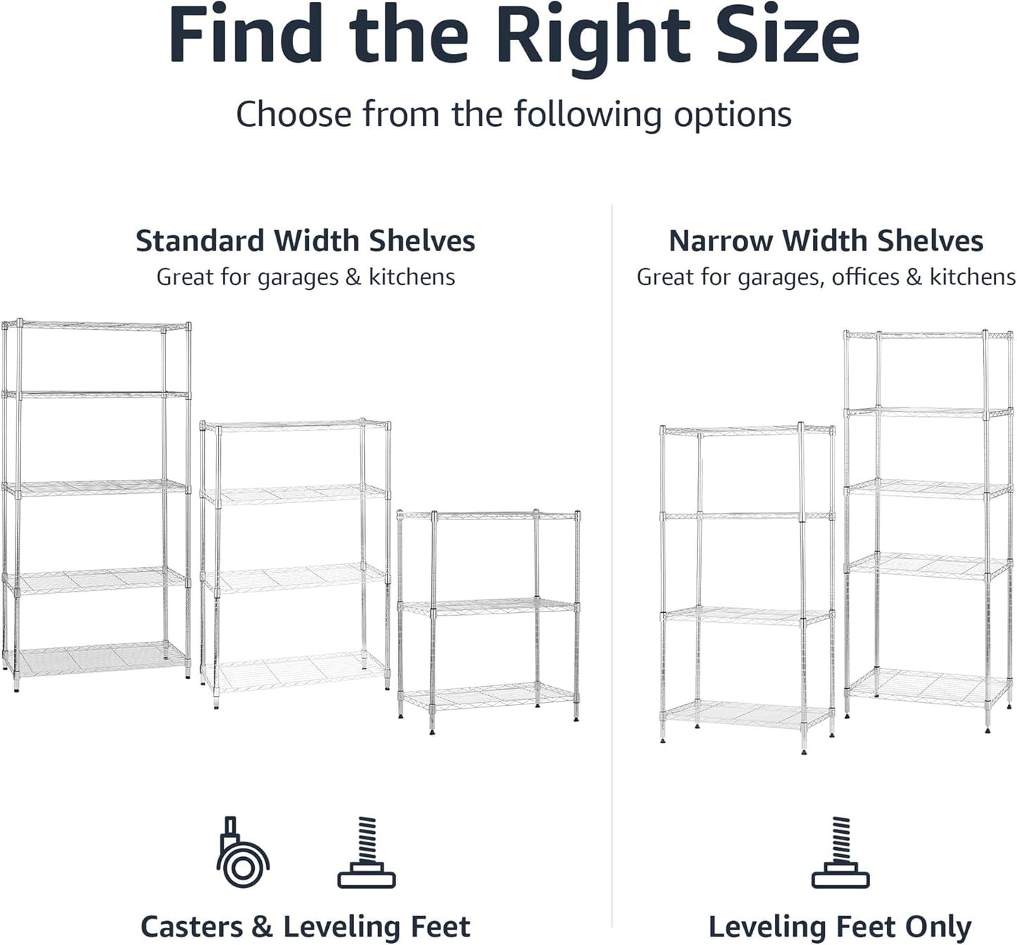 Amazon Basics 3-Shelf Adjustable, Heavy Duty Storage Shelving Unit on 2'' PP Plastic Wheel Casters, Metal Organizer Wire Rack, 23.2" L x 13.4" W x 32.75" H, Chrome