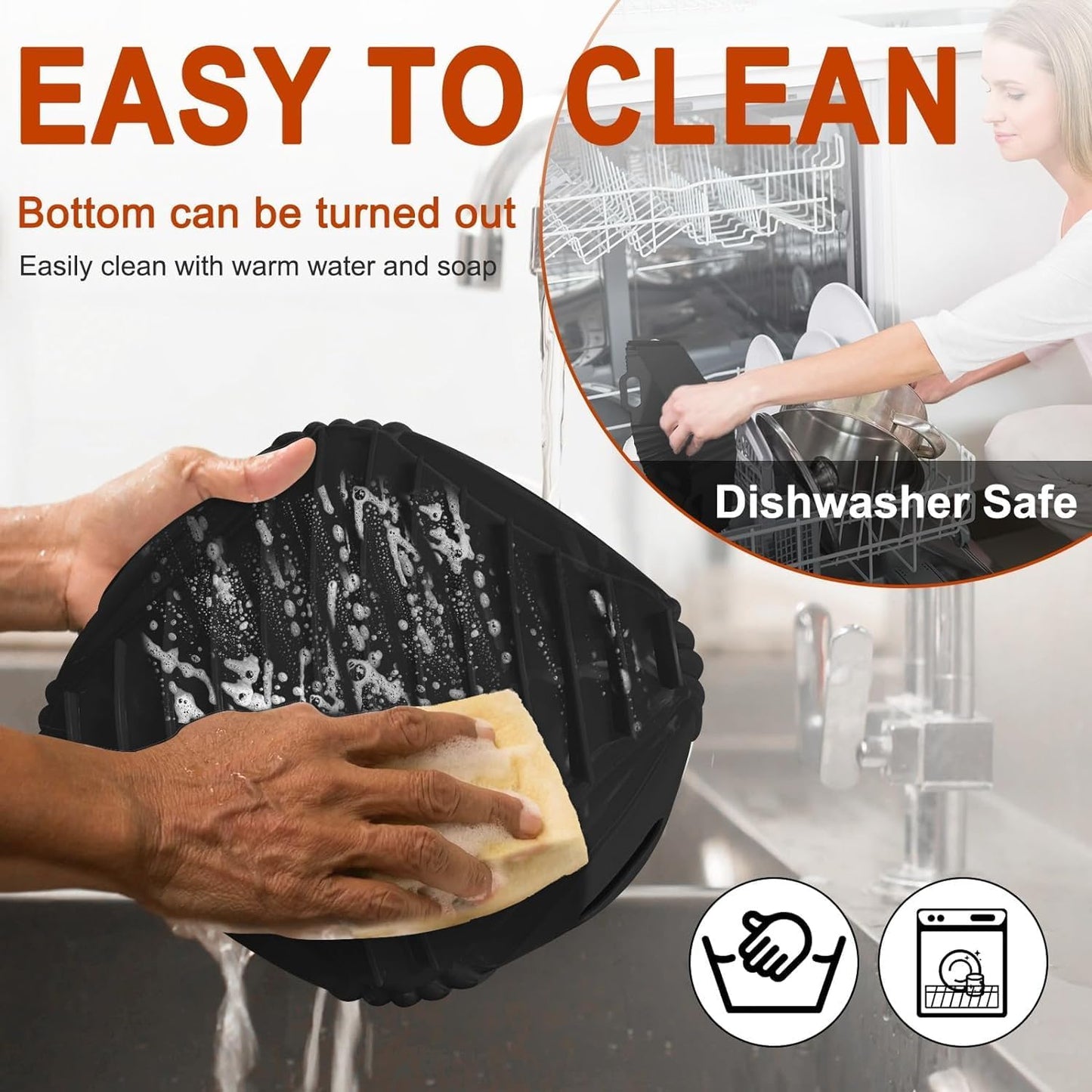 Large Silicone Air Fryer Liners Square 5-9 QT, 7.9 Inch Airfryer Liners Reusable 2 Pack Air Fryer Liners Pot Oven Liner Baking Tray, Air Fryer Basket Silicone Mat Bowl Air Fryer Accessories