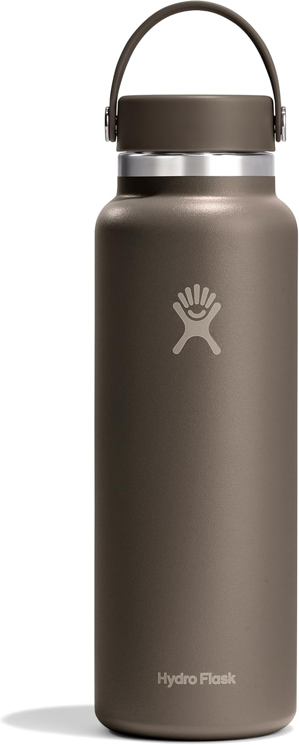 Hydro Flask Water Bottle - Insulated Stainless Steel - Wide Mouth Flex Lid, Non Spill, Leakproof and Refillable in 40 Oz Sandpiper