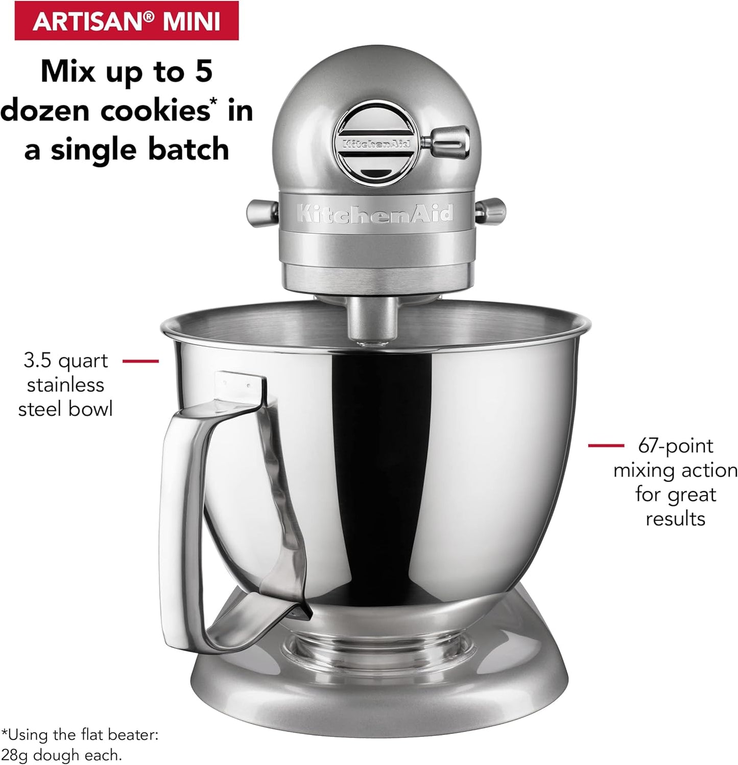KitchenAid Artisan Mini 3.5 Quart Tilt-Head Stand Mixer - KSM3316X - Contour Silver