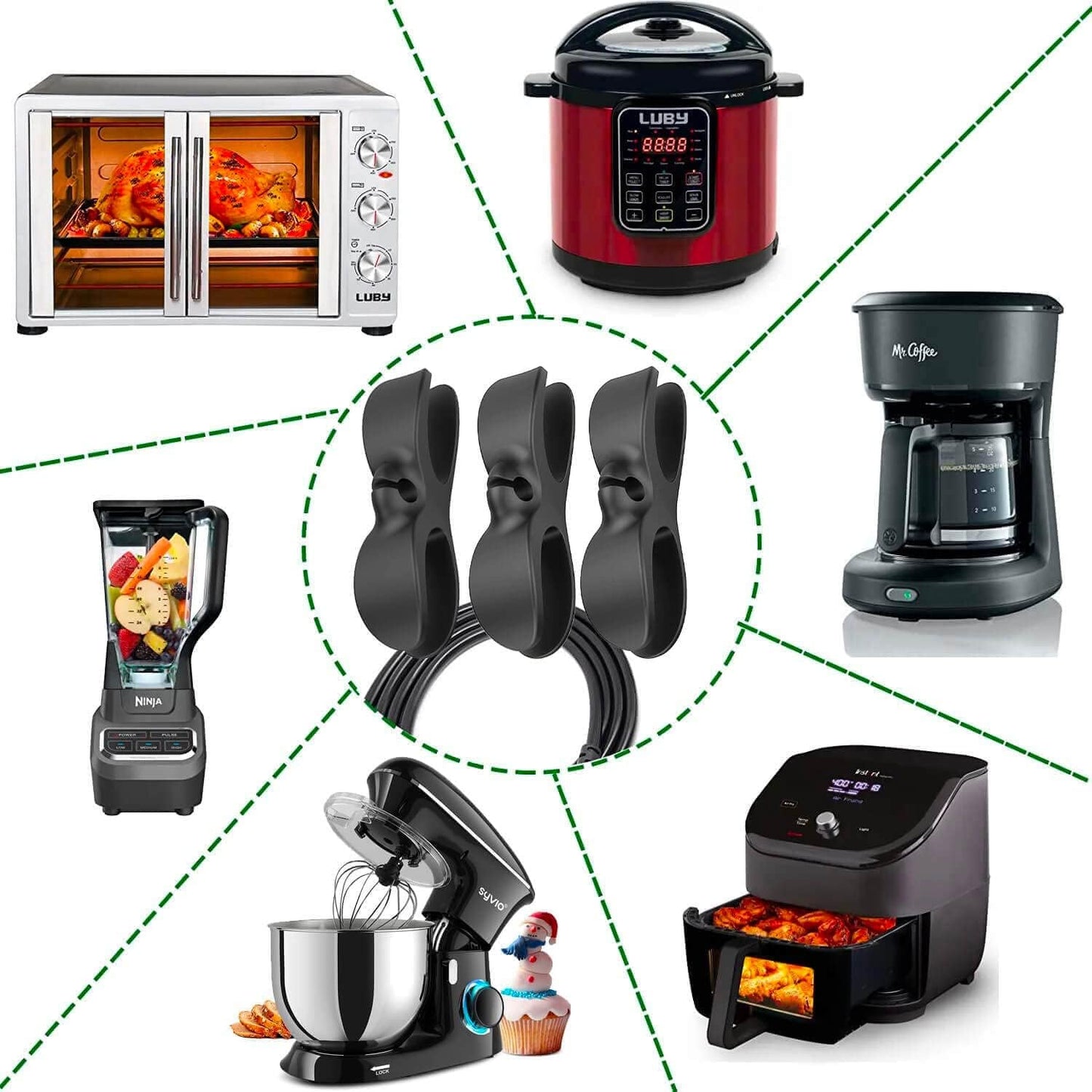 Cord Organizer for Kitchen Appliances - Black