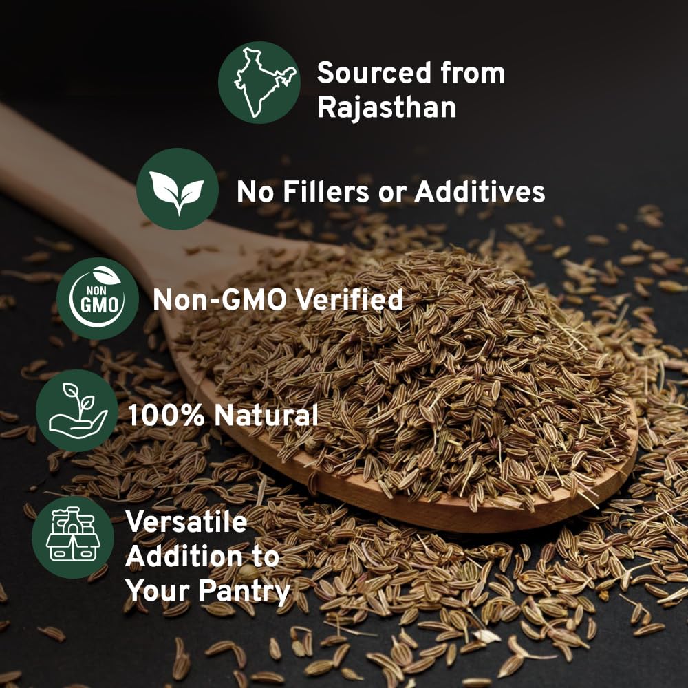 SPICE TRAIN Cumin Seeds (397g/14oz) Non GMO, Gluten Free, 100% Raw, Sourced from India, Excellent Flavor, Aromatic, For Tempering, Spice Blends and Seasonings, Packed in Resealable Ziplock Pouch