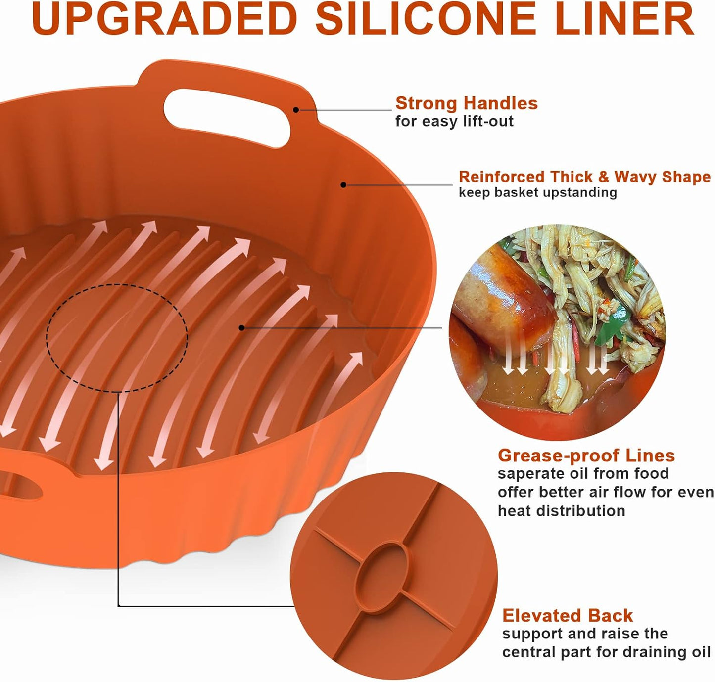 Seropy Silicone Air Fryer Liners Reusable Airfryer Liners 2 Pack 3-5 QT Silicone Pot 7.7 Inch, Air Fryer Basket Round Silicone Mat Oven Baking Tray Replace Parchment Paper for Air Fryer Accessories