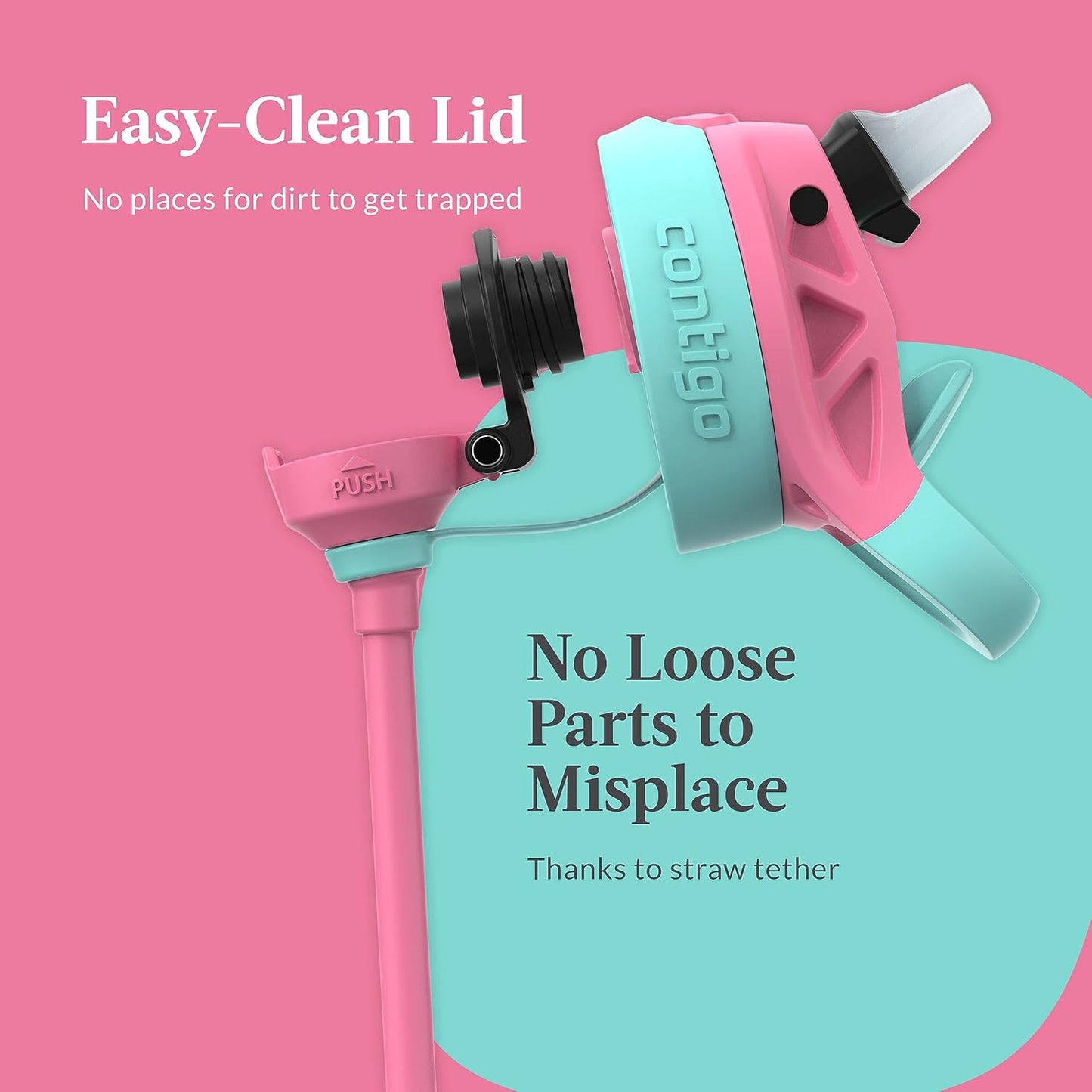 Contigo Aubrey Kids Dinos & Sharks Cleanable Water Bottle with Silicone Straw Spill-Proof Lid Dishwasher Safe 14oz 2-Pack (Pack of 4)