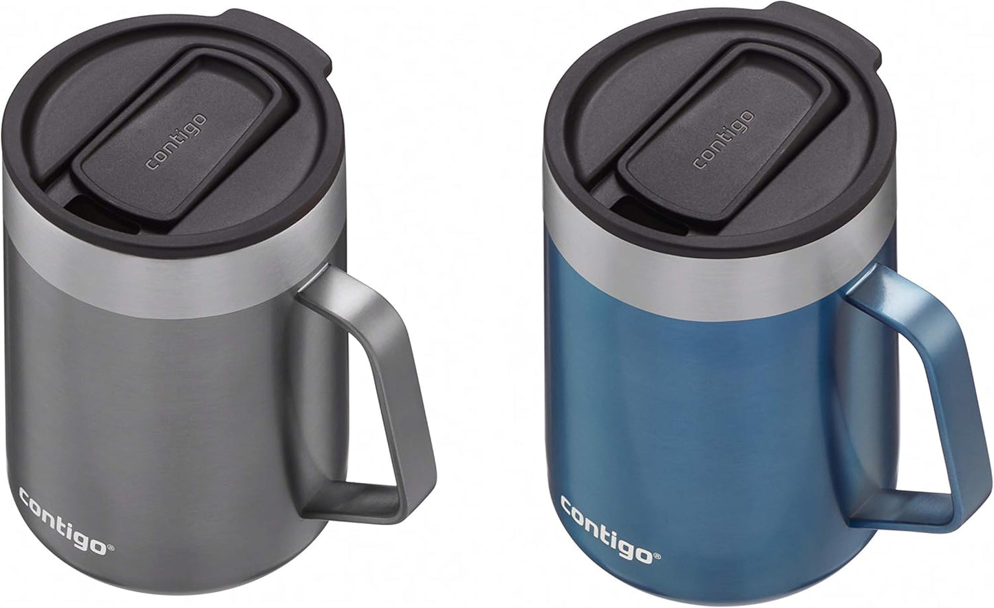 Contigo Streeterville Stainless Steel 14oz Travel Mug | Vacuum-Insulated | Splash-Proof Lid | Comfort Handle | Sake & Blue Corn | Pack of 4