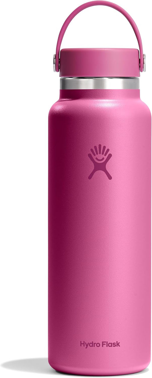 Hydro Flask Water Bottle - Insulated Stainless Steel - Wide Mouth Flex Lid, Non Spill, Leakproof and Refillable in 40 Oz