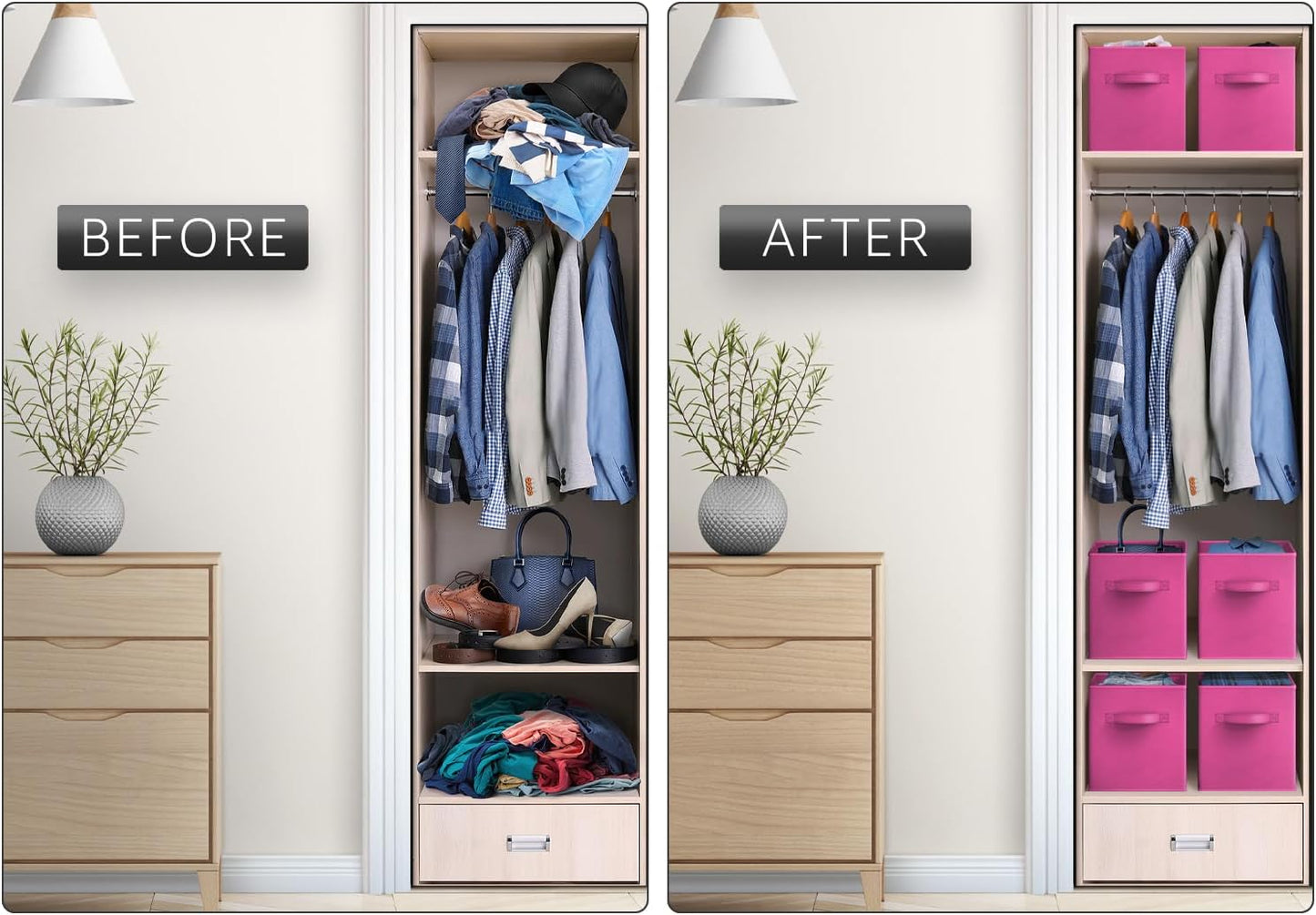 Sorbus Fabric Storage Cubes - 6 Foldable Storage Bins for Organizing Pantry, Cubbies, Toy Box - Clothes Storage & Closet Organizer - 13 Inch Collapsible Cube Baskets for Shelves with Handle