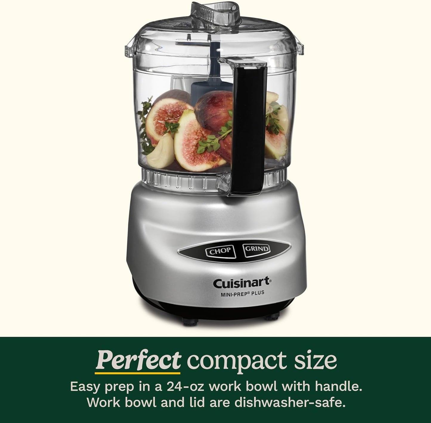 Cuisinart Mini-Prep Plus Food Processor, 24-Ounce Mini Food Processor to Chop Herbs, Vegetables, and Hard Cheese, 24-Ounce Work Bowl, Reversible Stainless Steel Blade, DLC-2A, White