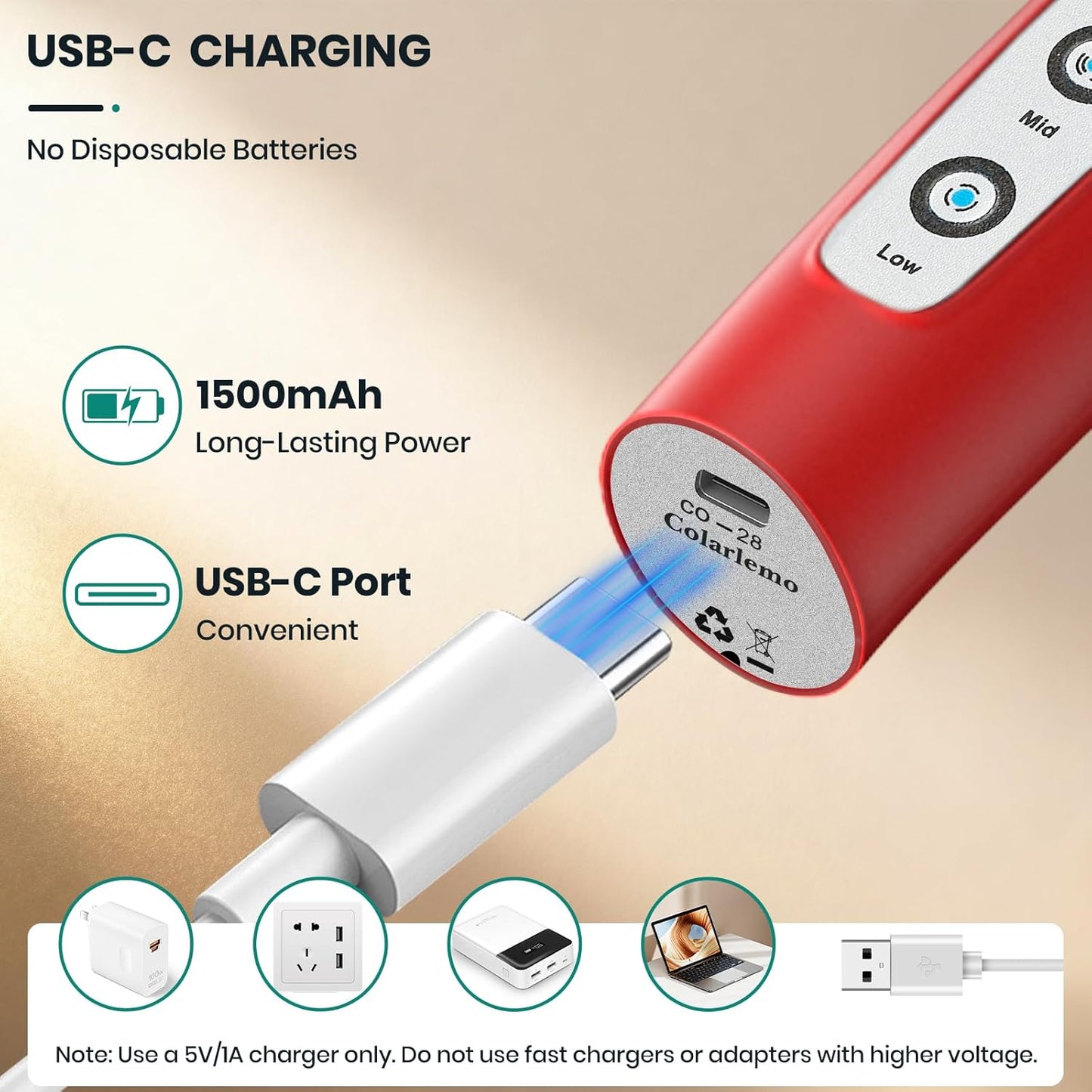 Milk Frother Handheld Rechargeable with Stand, Frother Wand Drink Mixer Electric Whisk for Coffee, Detachable With 3 Stainless Whisks, Hand Mixer for Lattes, Cappuccino, Matcha, Egg, Red