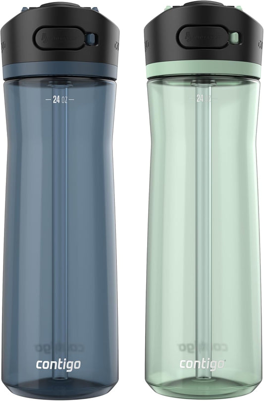 Contigo Ashland 2.0 AUTOSPOUT Water Bottle, 24 oz, 2-Pack, Blueberry; Agave
