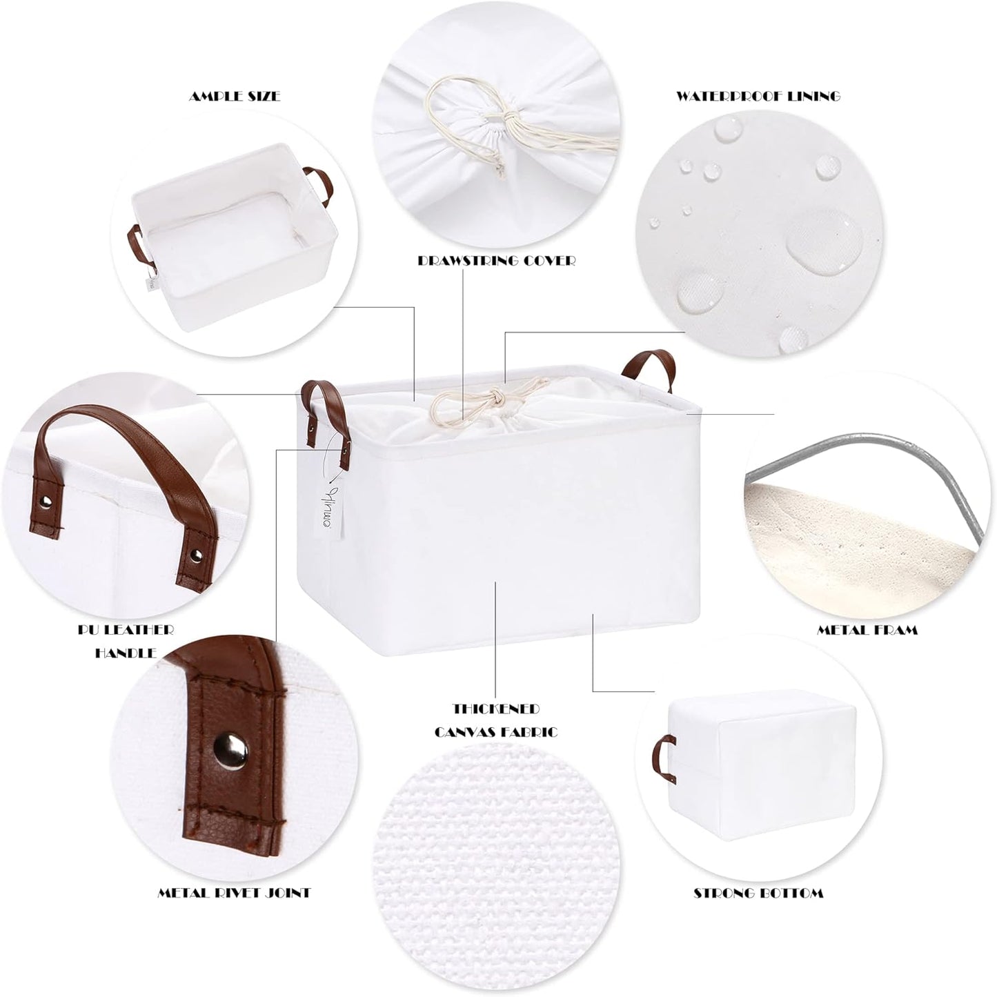 Hinwo 31L Large Storage Bins, 4-Pack Closet Organizers and Storage, Foldable Clothes Storage Baskets with Handles, Containers for Clothing, Blanket, Towels, Toys, Bedding (White)