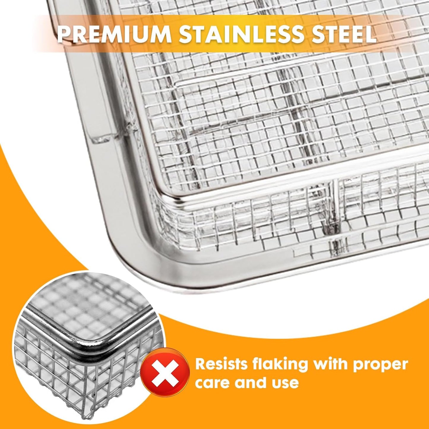 ShellKingdom Air Fryer Basket for Oven, Large 2PCS Oven Air Fryer Basket and Tray, Stainless Steel Air Fryer Pans and Crisper Tray, Air Fryer Accessories for Crispy Foods, 15.3 x 11 INCH