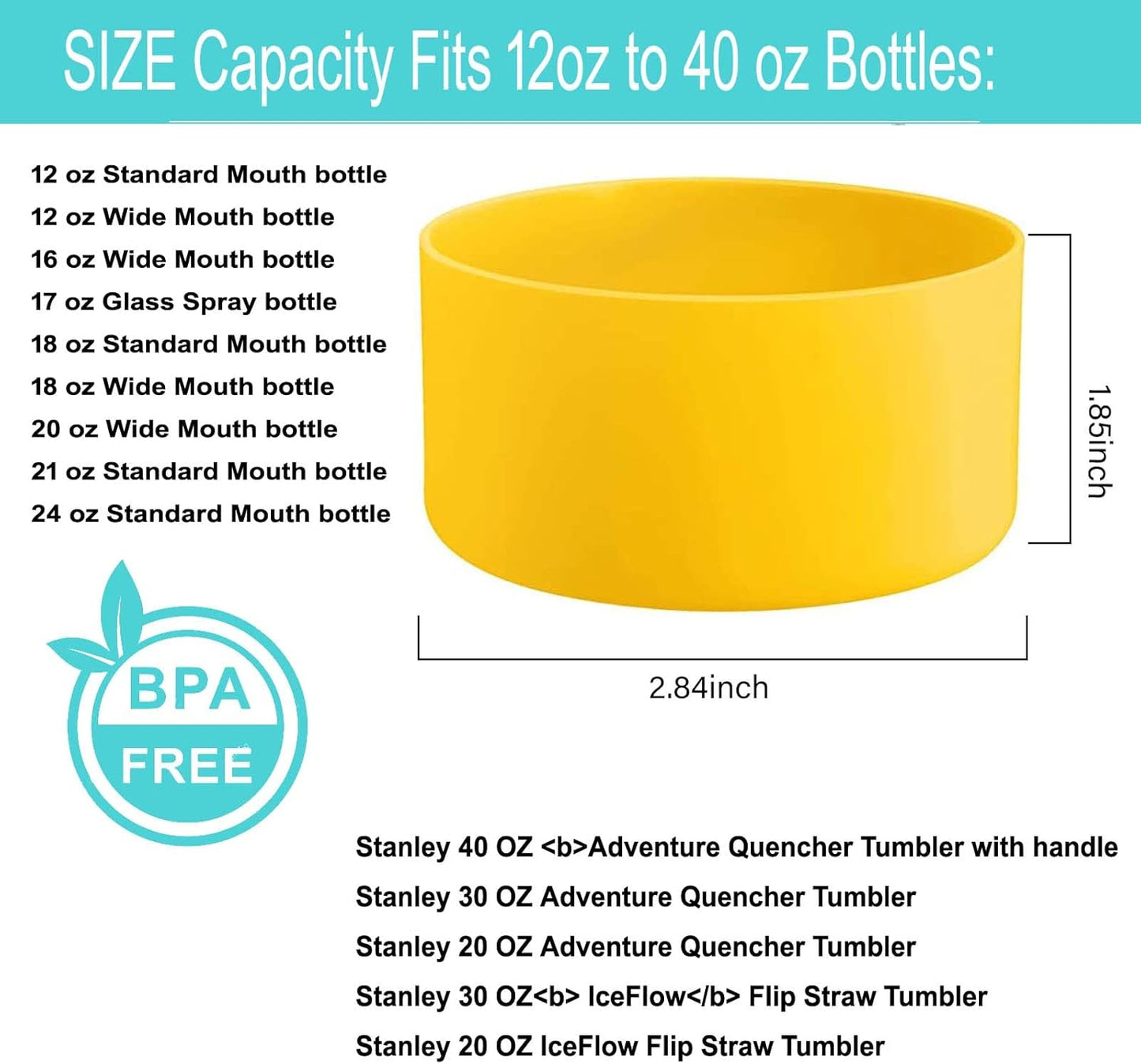 QIANHAI Protective Silicone Boots for Stanley Quencher Adventure 40oz Tumbler & IceFlow 30oz 20oz -Sport Water Bottle Bottom Sleeve Fits Hydro Flask -Stanley Cup Accessories (1Yellow)