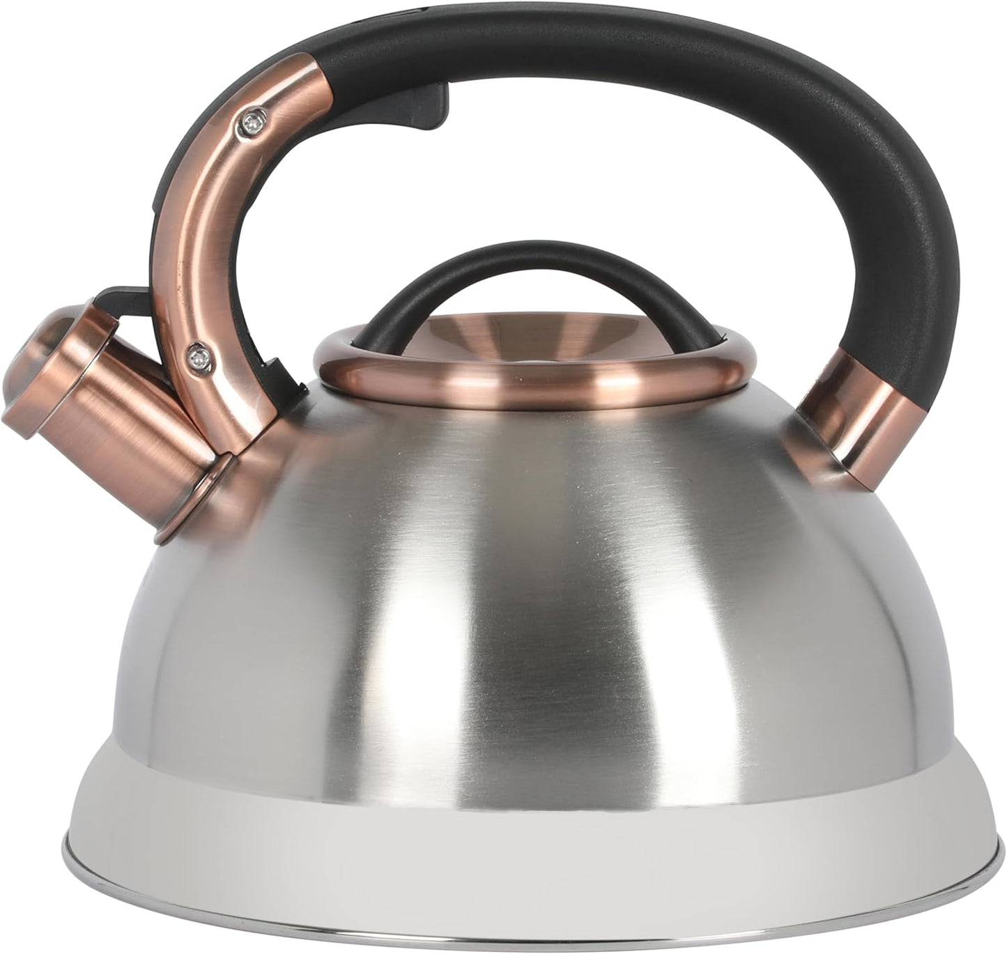 Mr. Coffee Flintshire 2.2 Quart Large Whistling Stainless Steel Tea Kettle - Brush Stainless Steel W/Copper