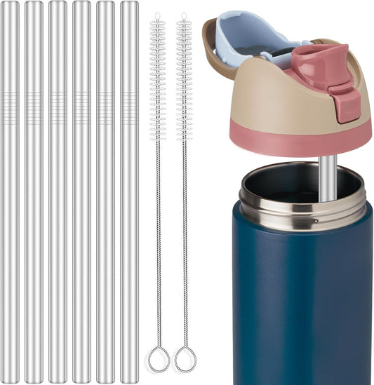 MIMORE Metal Straw for Owala 24 oz 32 oz - 6 PCS Satinless Steel Straws Compatible with Owala Straw Replacement - Resuable & Dishwasher Safe