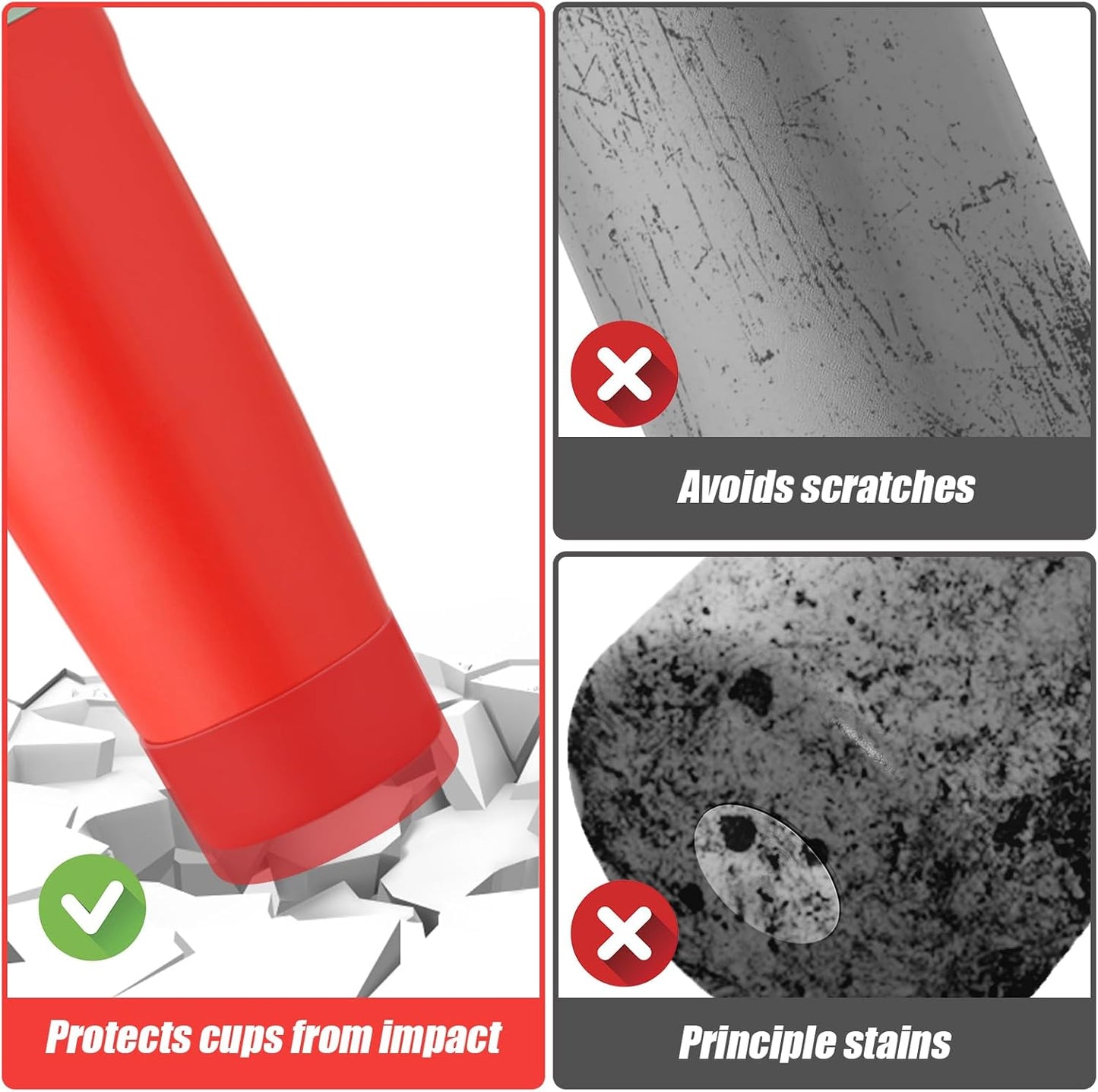 Mity rain 2PCS Protective Silicone Boots for Owala 30oz & 40oz FreeSip Sway Bottles & Tumblers - Accessories for owala, Enhances Stability & Prevents Scratches (Red)