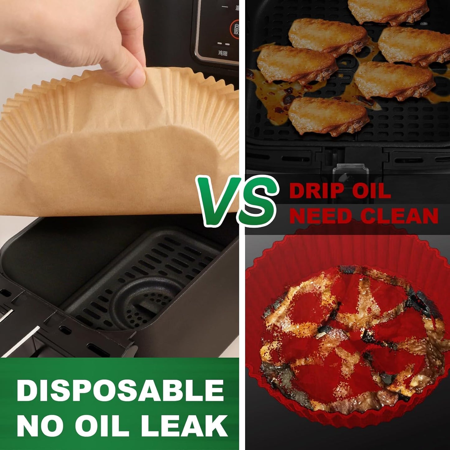 Air Fryer Liners Disposable, 100 pcs Rectangle Parchment Paper Sheets for Ninja Dual Air Fryer