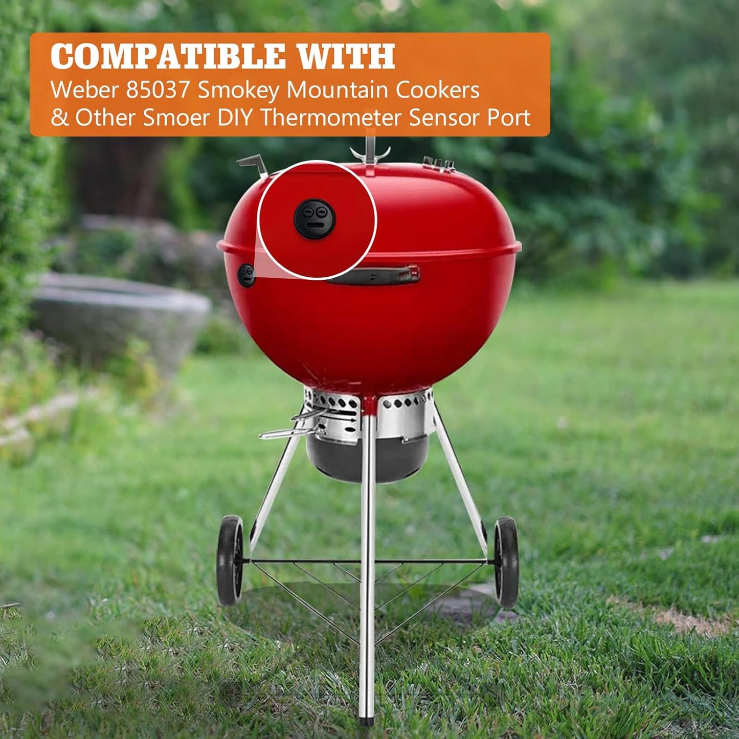 4-Pack Temp Probe Grommet for BBQ Grills, Replacement for Weber 85037 Smokey Mountain Accessories, and Other Smoker Grills Thermometer Probe Port (Black)