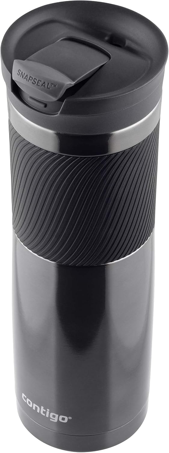 Contigo Byron Snapseal Travel Mug, Stainless Steel Thermal mug, vacuum flask, leakproof tumbler, coffee mug with BPA free Easy-Clean Lid, 720 ml, Gunmetal