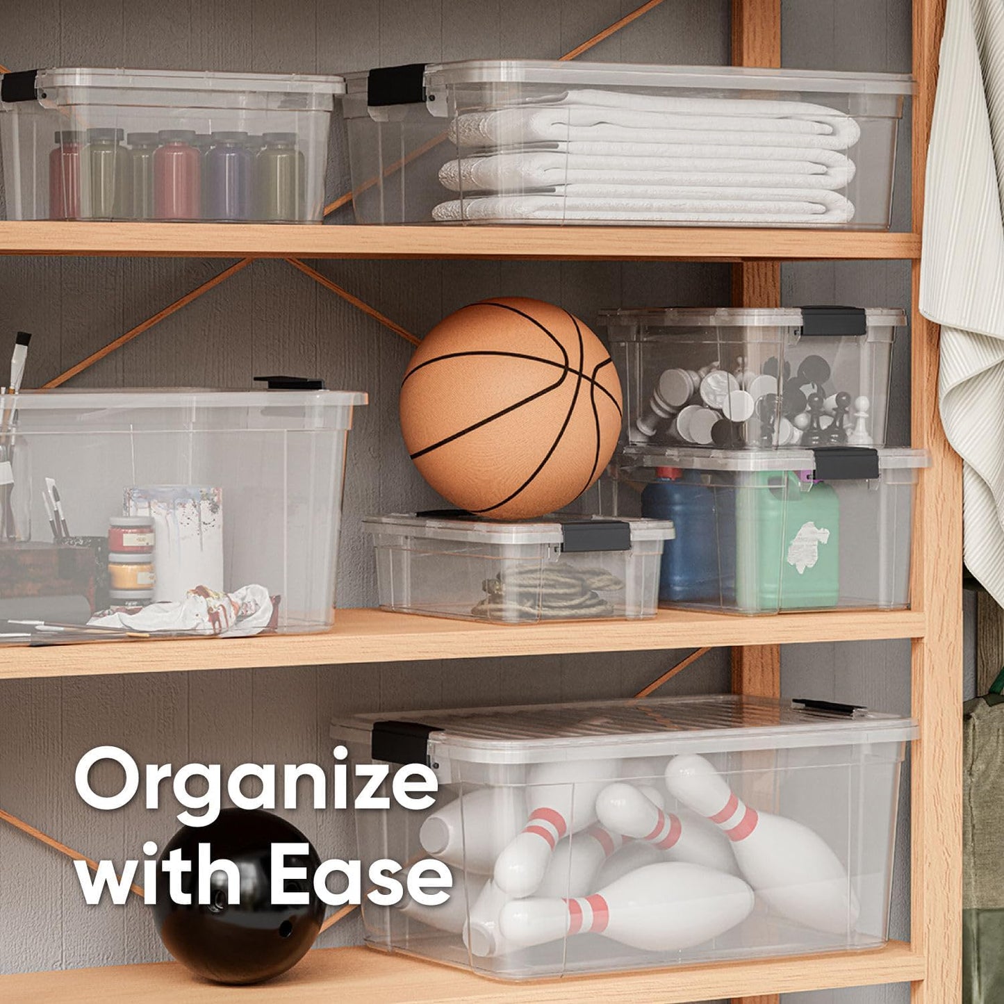 Superio Clear Storage Boxes with Lids, 1.27 Quart Plastic Container Bins for Organizing, Stackable Crates, BPA Free, Non Toxic, Odor Free, Organizers for Home, Office and Dorm