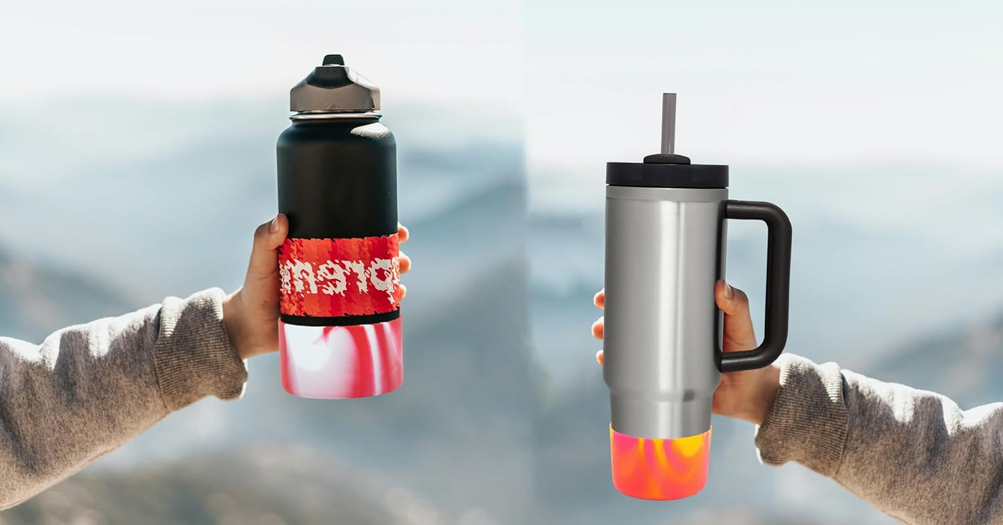 QIANHAI Silicone Boots for Sport Water Bottle Accessories - Fits Stanley Adventure Quencher Tumbler 40oz & IceFlow 20 30oz Hydro Flask YETI Rambler Simple Modern (Mix-1BYellowGreen)