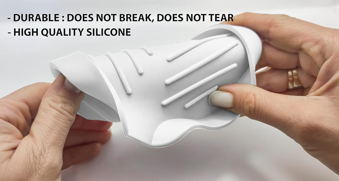 2 Pcs White Silicone Self Draining Rectangular Soap Dishes - Waterfall Soap Trays - Soap Dishes for Bar Soap - Soap Boxes - Soap Case - Soap Container - Soap Pads - Kitchen Sink - Shower - Bathroom !