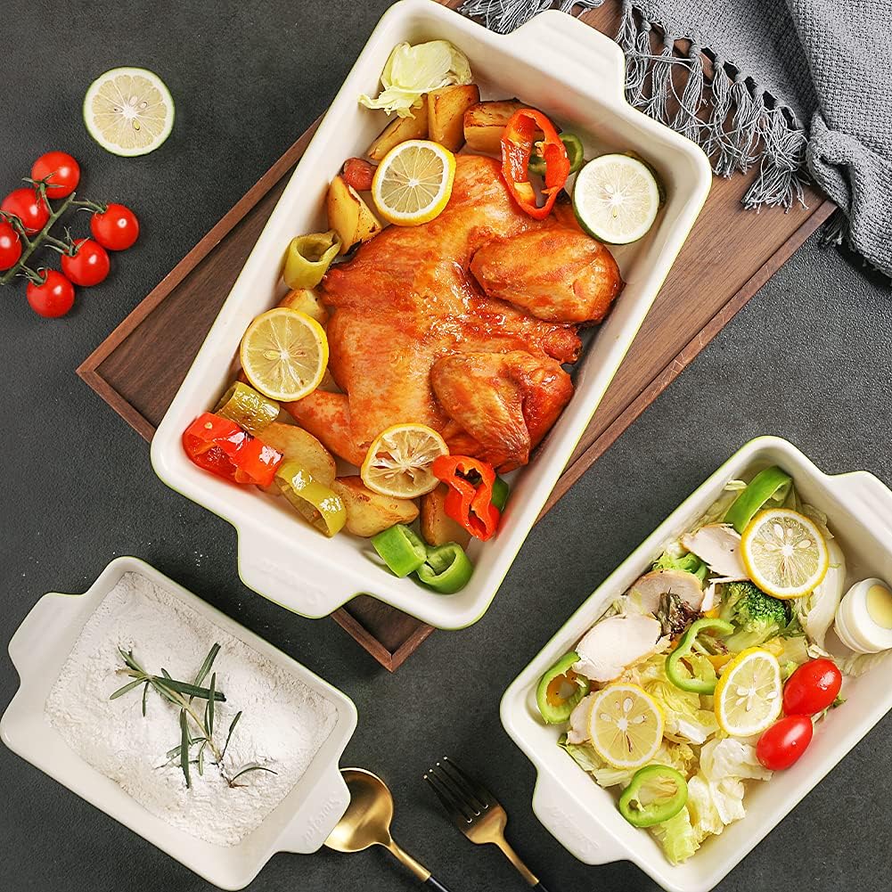 Sweejar Ceramic Bakeware Set, Rectangular Baking Dish for Oven Lasagna Pans for Cooking, Kitchen, Cake Dinner, Banquet and Daily Use, 11.8 x 7.8 x 2.76 Inches of Casserole Dishes (Gradient Purple)