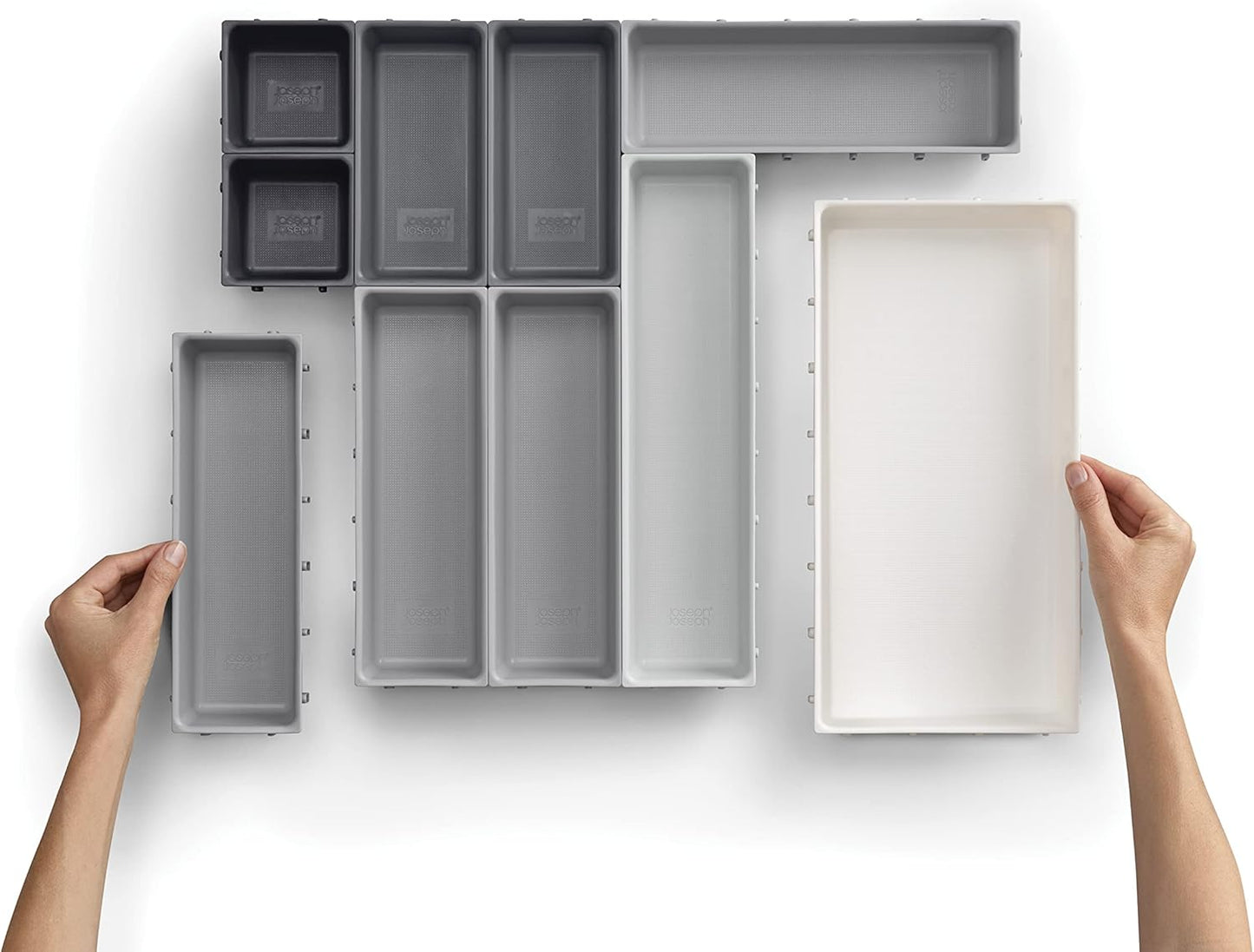 Joseph Joseph Blox 10 Piece Plastic Storage Trays Organizer Grey