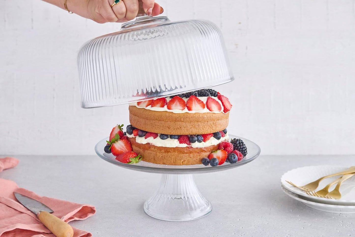 Anchor Hocking Monaco Cake Set, STD, Crystal