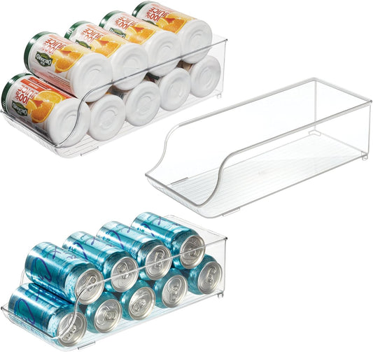 iDesign Soda Can Dispenser for Refrigerator or Pantry - Set of 3 - Clear - Made in USA