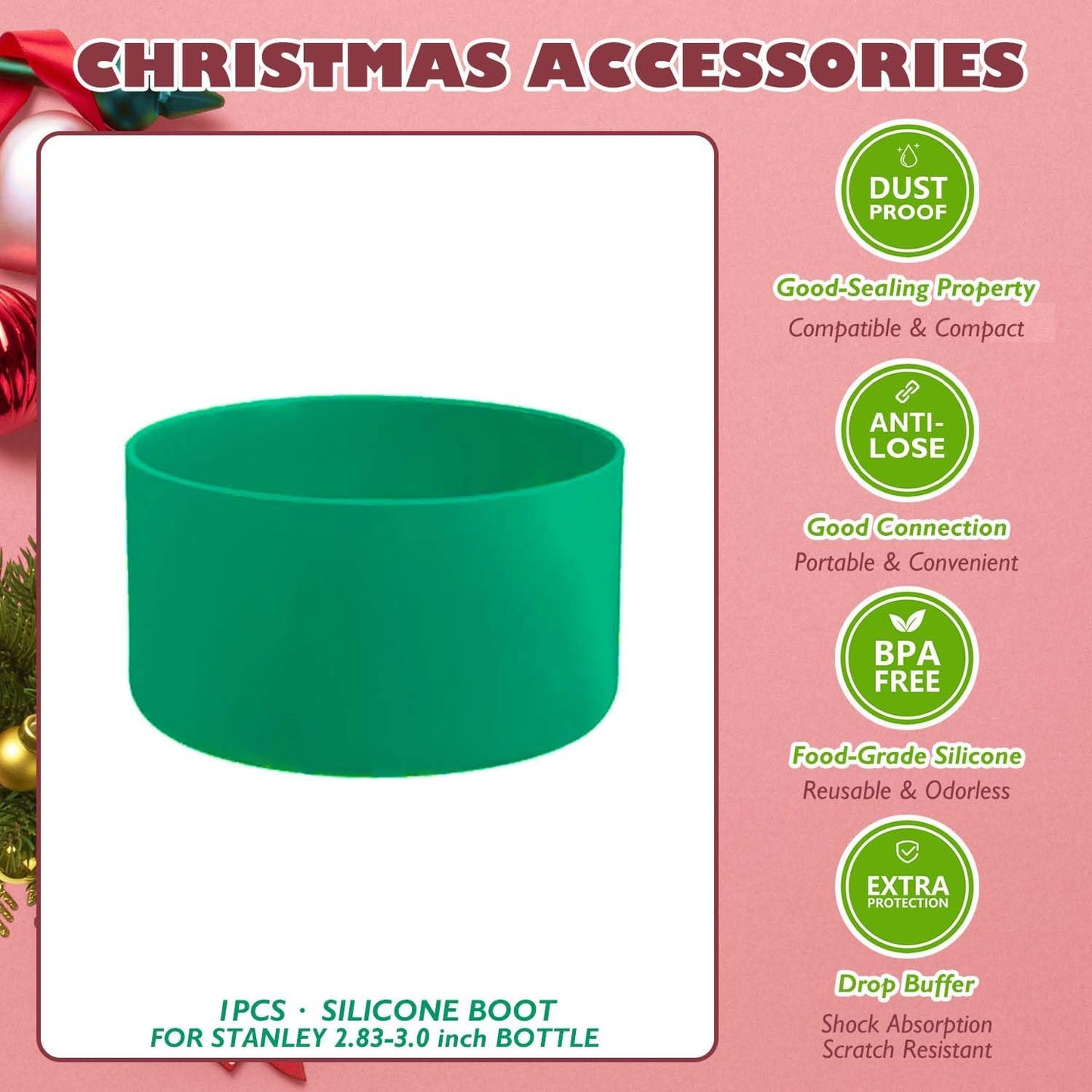 QIANHAI Protective Silicone Boots for Stanley Quencher Adventure 40oz Tumbler & IceFlow 30oz 20oz -Sport Water Bottle Bottom Sleeve Fits Hydro Flask -Stanley Cup Accessories (1JadeGreen)