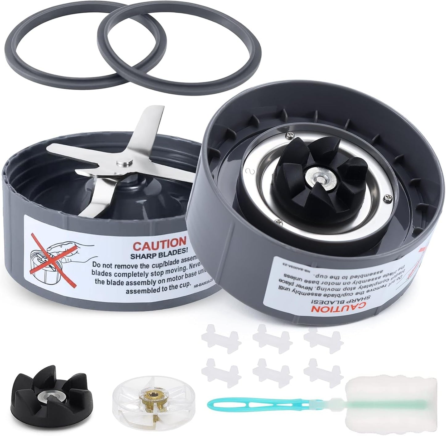 2 Pack Replacement Blade for NutriBullet Blender 900W 600W Series, Replacement Parts Compatible with NutriBullet Blade Including Gear Rubber Gasket and Shock Pad